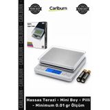 Carlburn Özel Üretim Dijital Mutfak Takı 3000gr Tartı Hassas Terazi Mini Boy Pilli Minimum 0.01 gr Ölçüm