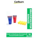 Carlburn Özel Üretim Eğlenceli Özel Gün Beer Pong Renkli Büyük 12 Karton Bira Kupası 12 Toplu Oyun Bardağı