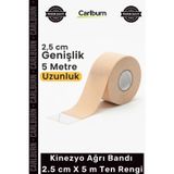 Carlburn Özel Üretim Esnek Medikal Sporcu Kas Eklem Destekleyici Kinezyo Ağrı Bandı 25 cm X 5 m Ten Rengi