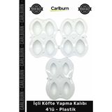 Carlburn Özel Üretim Gıda Uyumlu Menteşeli Pratik Şekillendirme Içli Köfte Yapma Kalıbı 4'lü Plastik