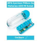 Carlburn Özel Üretim Hap Bölmeli Ilaç Kutusu %100 Bpa Içermez Pillbox Su Matarası 600 ml Suluk