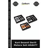 Carlburn Özel Üretim Hediyelik Erkek Aksesuar Kamp Sunum Kurt Desenli Derili Matara Seti ALK6477
