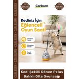 Carlburn Özel Üretim Interaktif 360 Dönen Yapışkanlı Eğitici Kedi Şekilli Dönen Peluş Balıklı Olta Oyuncağı - Tek Ebat - Çok Renkli