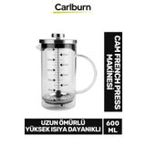 Carlburn Özel Üretim Isıyı Uzun Süre Koruyan Süzgeçli Bitki Çayı Demliği Filtre Kahve French Press 600 ml