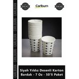 Carlburn Özel Üretim Kaliteli Sızdırmaz Kağıt Kahve Siyah Yıldız Desenli Karton Bardak 7 Oz 50'li Paket
