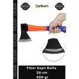 Carlburn Özel Üretim Kamp Doğa Bahçe İşleri Profesyonel Çelik Ergonomik Fiber Saplı Balta 26 cm 500 gr