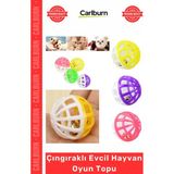 Carlburn Özel Üretim Kedi Köpek Interaktif Renkli Sesli Hareketli 35 mm Çıngıraklı Evcil Hayvan Oyun Topu - Tek Ebat - Çok Renkli