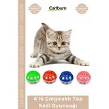 Carlburn Özel Üretim Kedi Oyun Eğlence Canlı Renk Dayanıklı Aktif 4'lü Çıngıraklı Top Kedi Oyuncağı - Tek Ebat - Çok Renkli