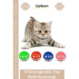 Carlburn Özel Üretim Kedi Oyun Eğlence Canlı Renk Dayanıklı Aktif 4Lü Çıngıraklı Top Kedi Oyuncağı