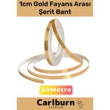 Carlburn Özel Üretim Kendinden Yapışkanlı Suya Dayanıklı 1 cm 50 Metre Gold Fayans Arası Şerit Bant
