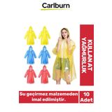 Carlburn Özel Üretim Kullan At Su Geçirmez Sızdırmaz 0,2mm Kalınlık Tek Kullanımlık 10 Adet Yağmurluk