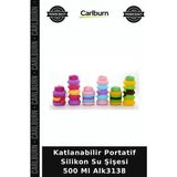 Carlburn Özel Üretim Matara Seyahat Katlanabilir Portatif Silikon Su Şişesi 500 ml ALK3138
