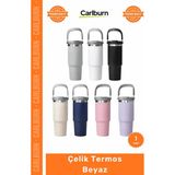 Carlburn Özel Üretim Paslanmaz Isı Korumalı Vakumlu Sızdırmaz 500ML Mat Ergonomik Çelik Termos Beyaz - Çok Renkli