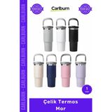 Carlburn Özel Üretim Paslanmaz Isı Korumalı Vakumlu Sızdırmaz 500ML Mat Ergonomik Çelik Termos Mor - Çok Renkli