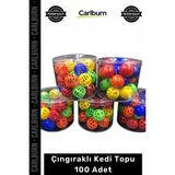 Carlburn Özel Üretim Renkli Eğlenceli Interaktif Sesli Dayanıklı Plastik Toptan Çıngıraklı Kedi Topu 100 Adet - Tek Ebat - Çok Renkli