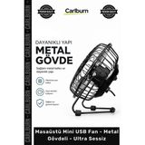 Carlburn Özel Üretim Siyah Ergonomik Masa Vantilatör Masaüstü Mini USB Fan Metal Gövdeli Ultra Sessiz