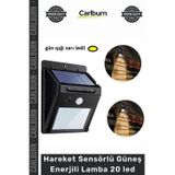 Carlburn Özel Üretim Solar Bahçe Aydınlatma Dış Mekan Sarı Işık Hareket Sensörlü Güneş Enerjili Lamba 20 LED