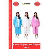 Carlburn Özel Üretim Su Geçirmez Rüzgar Kesici Unisex Sarı Beyaz Gül Kurusu Uzun Kalın Yağmurluk Büyük Boy