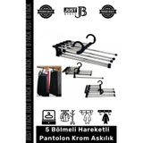 Carlburn #PantolonAskısı 5 Bölmeli Dolap Organizer Pantolon Gardrop Dayanıklı Krom Çubuklu Hareketli Askılık