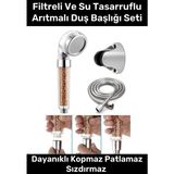 Carlburn Paslanmaz Filtreli Su Tasarruflu Arıtmalı Duş Başlığı Doğal Taş Boncuklu Başlık Hortum Mafsal Seti