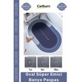 Carlburn #Paspas Dayanıklı Nappa Deri Hızlı Kuruyan Kaymaz Güvenli Kauçuk Zemin Oval Süper Emici Banyo Paspas