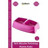 Carlburn #petshop Birinci Sınıf Kaliteli Plastik Kedi Köpek Su Kabı Renkli Dayanıklı Ikili Büyük Mama Kabı - Çok Renkli