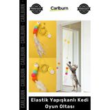Carlburn #petshop Çanlı Interaktif Hareketli Vantuzlu Zıplayan Egzersiz Elastik Yapışkanlı Kedi Oyun Oltası - Tek Ebat - Ahşap