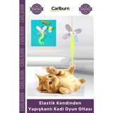Carlburn #petshop Interaktif Çıngıraklı Renkli Kelebek Model Elastik Kendinden Yapışkanlı Kedi Oyun Oltası - Tek Ebat - Çok Renkli