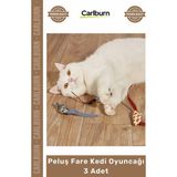 Carlburn #petshop Isırmaya Dayanıklı Kaliteli Kumaş Interaktif Darbe Dirençli Peluş Fare Kedi Oyuncağı 3 Adet - Tek Ebat - Çok Renkli