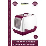 Carlburn #petshop Yavru Yetişkin Üstten Açılır Koku Giderici Şeffaf Kapılı 37X40X40 Kapalı Küçük Kedi Tuvaleti - Renkli