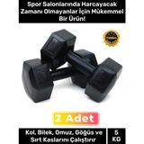 Carlburn Plastik Köşeli Spor Egzersiz Vücut Kas Geliştirme Fitness Ağırlık Siyah 5 Kg Dambıl Set - 2 Adet