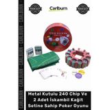 Carlburn #Poker Lüks Profesyonel Metal Kutulu 240 Chip 2 Adet İskambil Kağit Setine Sahip Poker Oyunu