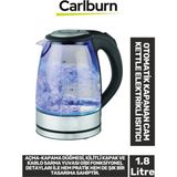 Carlburn Premium 1500W Şeffaf Görüntü Su Seviye Takip LED Aydınlatma 1.8 Litre Cam Kettle Elektrikli Isıtıcı