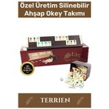 Carlburn Premium Antibakteriyel Kir Tutmayan Çizilmeye Dayanıklı Silinebilir Gold Ahşap Ev Kafe Okey Takımı