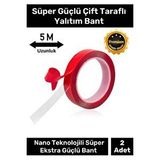 Carlburn Premium Ekstra Güçlü Çok Amaçlı Çift Taraflı Tamir Dış Mekan Montaj 5mt Silikon Şeffaf Bant 2 Adet