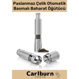 Carlburn Premium Paslanmaz Çelik Tuz Biber Mutfak Otel Kafe Tohum Otomatik Basmalı Pilli Baharat Öğütücü - Tek Ebat