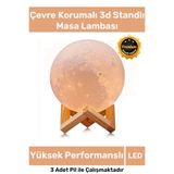 Carlburn Premium Seri Çevre Korumalı 3d Standlı Küre Dekoratif Yüksek Performanslı Led Ay Gece Masa Lambası