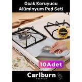 Carlburn Premium Seri Yağ Kir Koruyucu Iz Bırakmaz Kolay Temizlenir Ocak Koruyucu Alüminyum Ped Seti 10 Adet - Gri