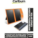 Carlburn Premium Type-C USB Portlu LED Işık Göstergeli Solar Güneş Enerjili Powerbank 10000 Mah - Çok Renkli