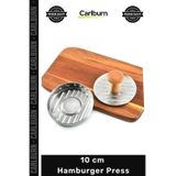 Carlburn #press Profesyonel Metal Köfte Şekillendirici Ahşap Saplı Dayanıklı Kalıp 10 cm Hamburger Press