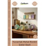 Carlburn #Saat Modern Dekoratif Işıklı Pilli Masaüstü Estetik Masa Saati Yuvarlak Metal Renkli Çalar Saat