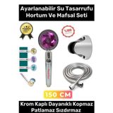 Carlburn Sağlam Kopmaz Paslanmaz Turbo Duş Başlığı Basınçlı Ayarlanabilir Su Tasarrufu Hortum Mafsal Seti