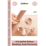 Carlburn #Sandalye Zemin Koruyucu Sürtünme Önleyici Sessiz 4'lü Keçeli Şeffaf Silikon Sandalye Ayak Koruyucu
