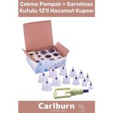 Carlburn Sarsılmaz Kutulu Çekme Pompa Vakumlu Masaj Aleti 12'li Kupa Hacamat Seti
