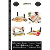 Carlburn Satır Kıyma Bıçağı - Yarım Ay Modeli - Sebze Doğrama Satırı - Pizza Dilimleme Bıçağı - Paslanmaz Çelik