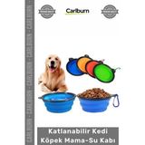 Carlburn Silikon Portatif Seyahat Tipi Askılı Pratik Akordeon Tasarım Katlanabilir Kedi Köpek Mama Su Kabı - Çok Renkli
