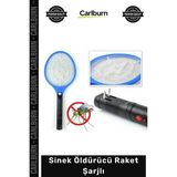 Carlburn #sinekraket Elektrikli Haşere Kovucu 3 Katmanlı Metal Ağlı Güçlü Etki Sinek Öldürücü Raket Şarjlı - Tek Ebat