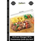 Carlburn #şişseti Kaliteli Fırın Izgara Kamp Kebap Airfryer Mangal 10'lu Paslanmaz Çelik Şiş Seti 20 cm - Çok Renkli - Tek Ebat