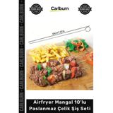 Carlburn #ŞişSeti Kaliteli Fırın Izgara Kamp Kebap Airfryer Mangal 10'lu Paslanmaz Çelik Şiş Seti 20 cm