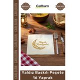 Carlburn Sofralar Ay Kandil Desenli Altın Yaldız Şık Estetik Ramazan Temalı Yaldız Baskılı Peçete 16 Yaprak